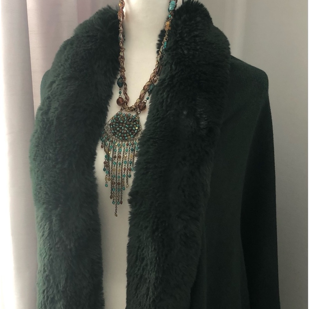 Deep Green Faux Fur Cape